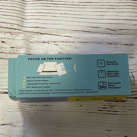 New in Box Flower Eyewear Blue Light Blocking Glasses in Hazel Black - Picture 8 of 11